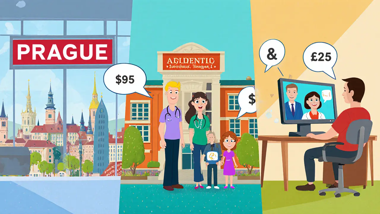 Tři terapie: pražská kancelář, olomoucké akademické centrum a online sezení s dvojicí terapeutů.