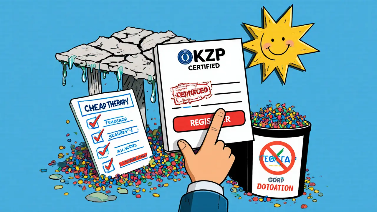 Osoba registruje na bezpečné platformě s ČÚKZP, zatímco nebezpečná platforma zřízí.