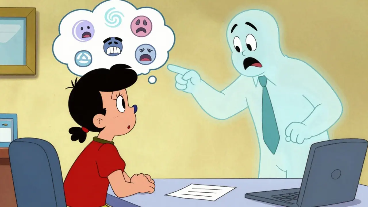 Terapeut v terapii s klientem, zatímco supervizor vidí skryté emoce.