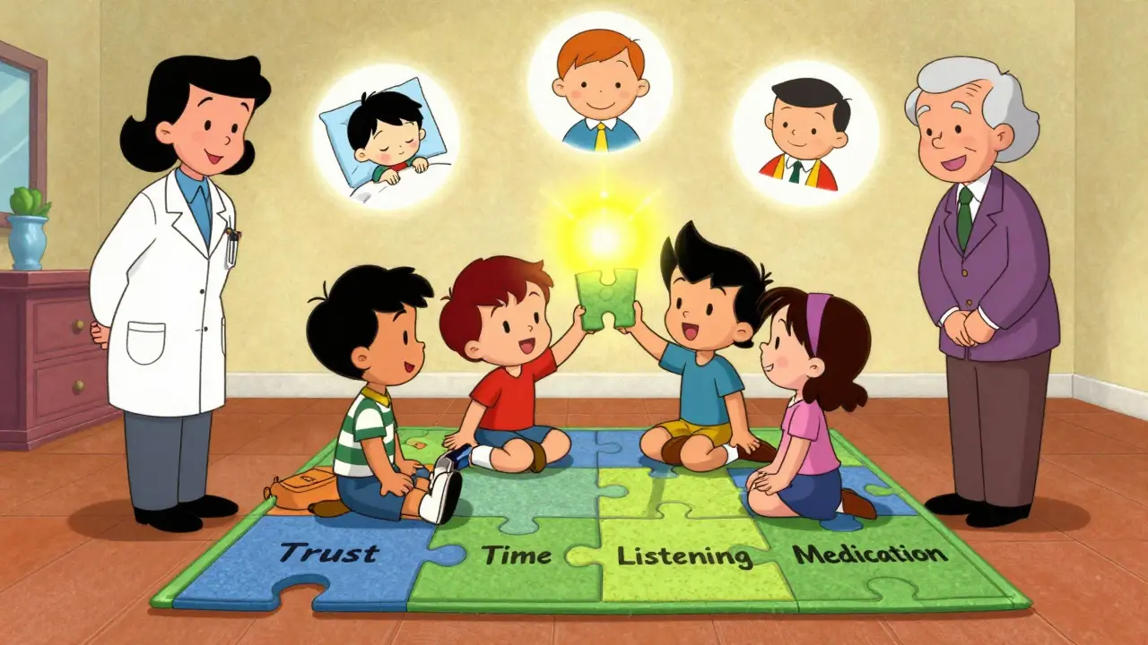 Rodina dokončuje skládačku důvěry, času a léčby ve společné péči.