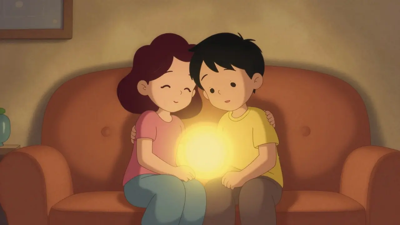 Snímek páru v objatí symbolizující bezpečné emocionální připojení.