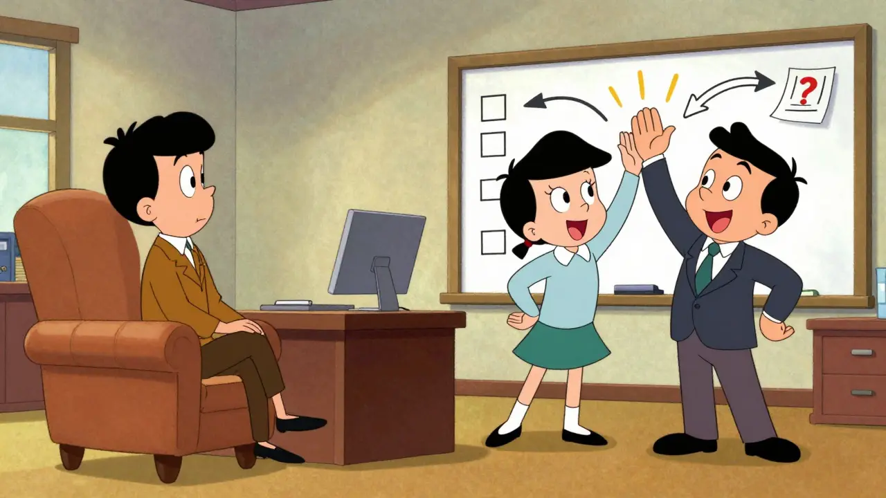 Srovnání útulné terapeutické místnosti a dynamické kanceláře pro koučink.