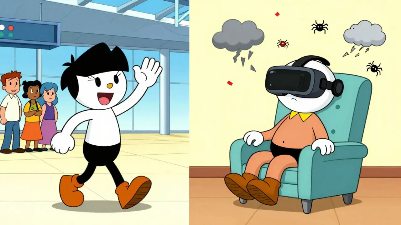 Pacient překonává strach z létání pomocí VR