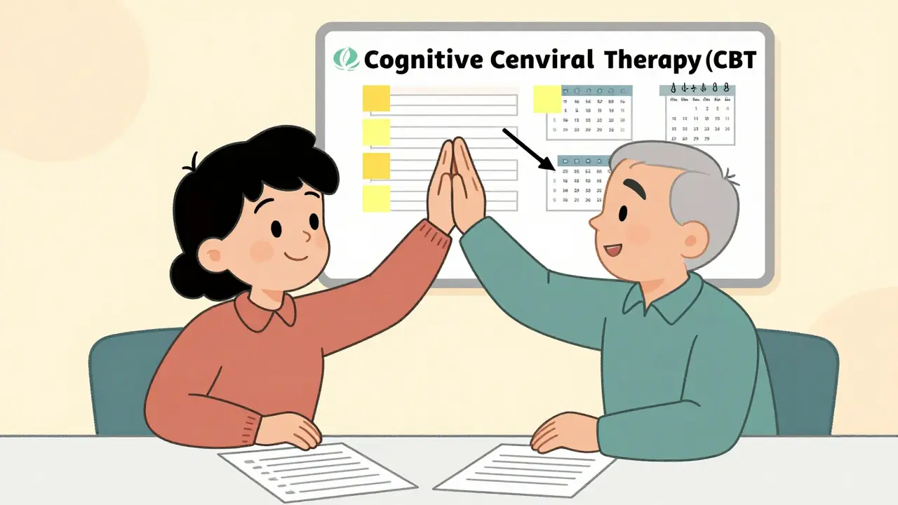 Terapeut pomáhá pacientovi s ADHD organizovat plán pomocí KBT