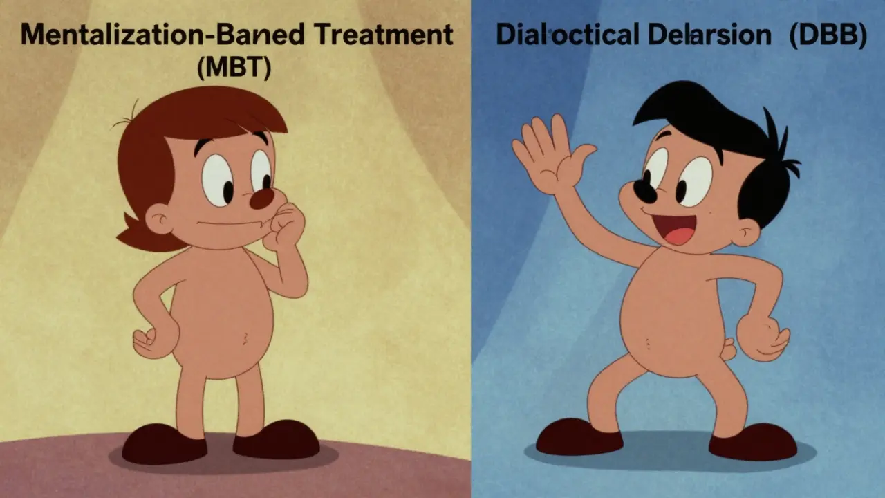 Srovnání přístupů MBT a DBT ve stylu staré animace