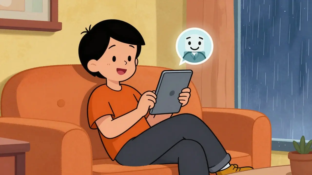 Kreslený obraz online terapie z domova ve stylu klasických animací